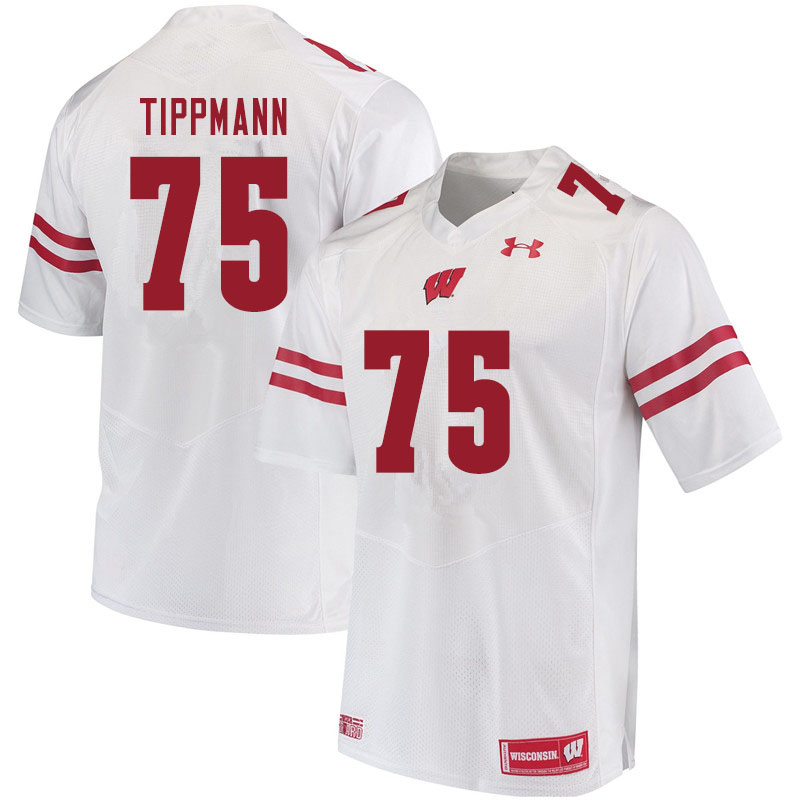 Wisconsin Badgers Men's #75 Joe Tippmann NCAA Under Armour Authentic White College Stitched Football Jersey XT40C07CF